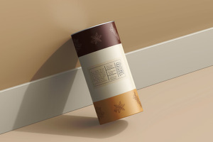 Paper Tube With Metallic Lid Mockup