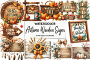 Autumn Wooden Signs Clipart, an Illustration by DreamArtGraphic (Thumbnail 1 of 5)