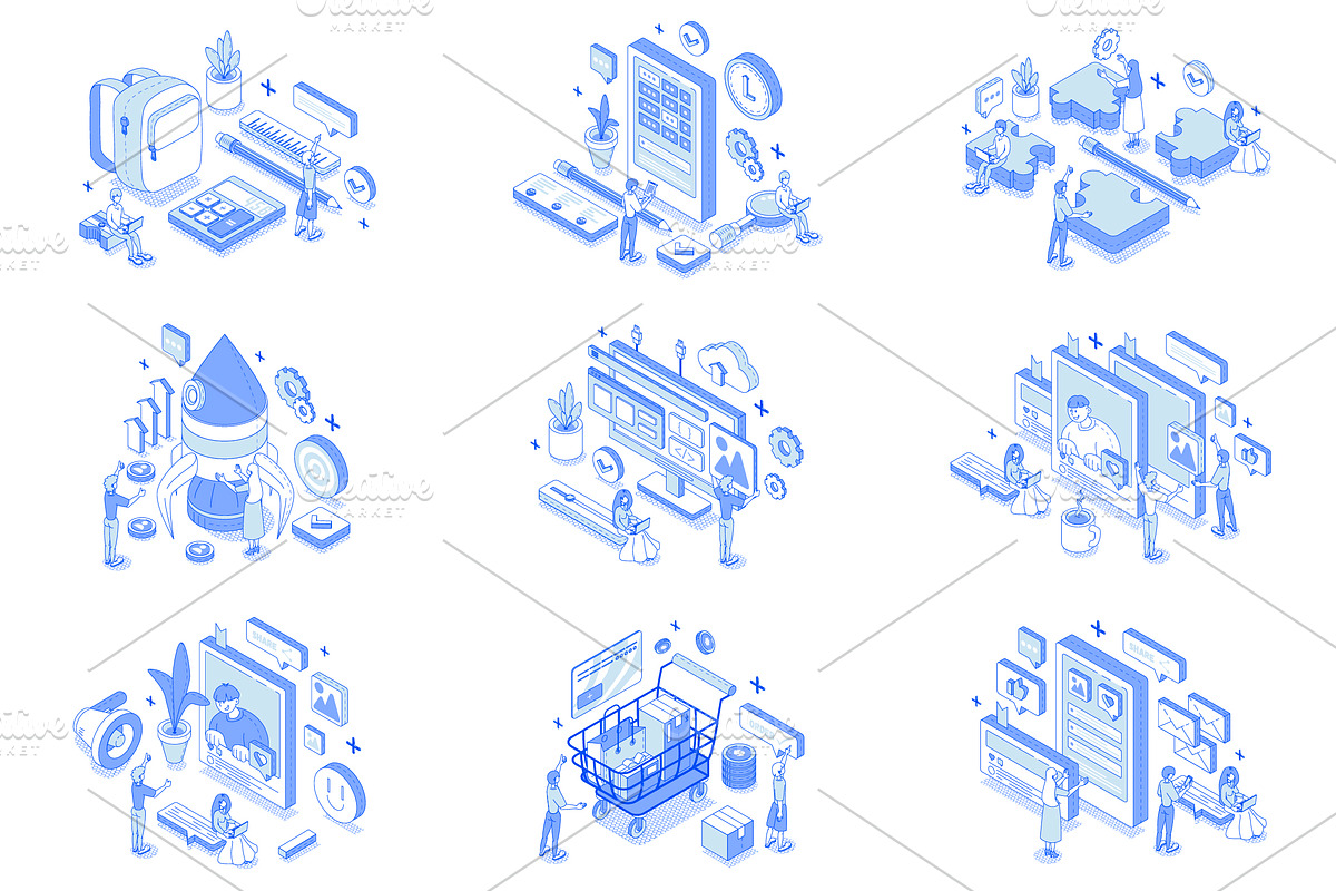 Isometric Illustrations Bundle, a Work Illustration by alexdndz (Photo 3 of 4)