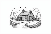 Rustic Farmhouse Landscape Set, an Illustration by Designs_River (Thumbnail 7 of 7)