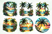 Aesthetic Sunset & Palm Tree Clipart, a Seasonal Illustration by Creative Art (Thumbnail 3 of 8)