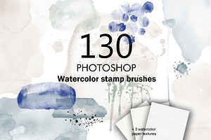 130 Watercolor brushes for photoshop
