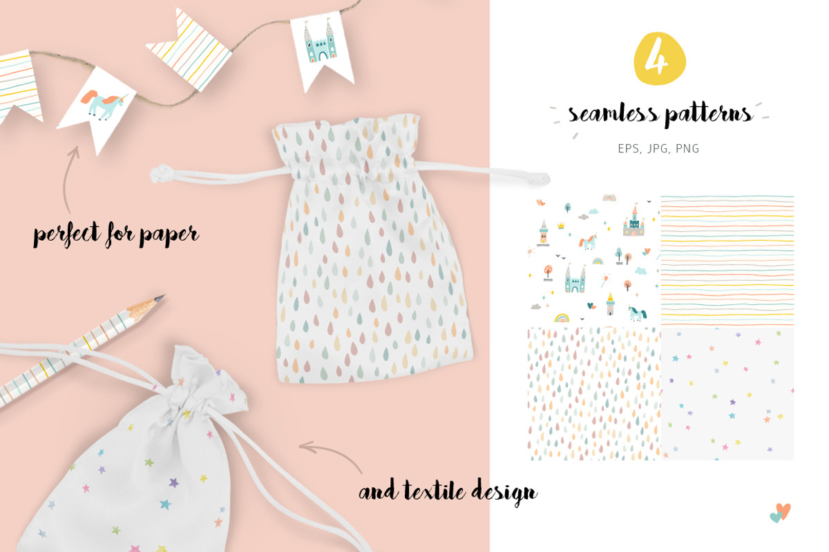 Seamless patterns for girls, a Pattern Graphic by Magnia (Photo 2 of 5)
