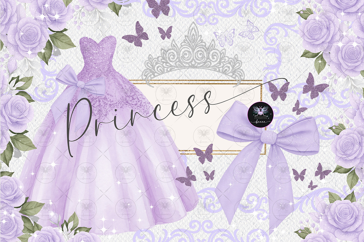 Princess Quinceañera Purple Clipart, an Illustration by BigCakeBee (Photo 1 of 3)