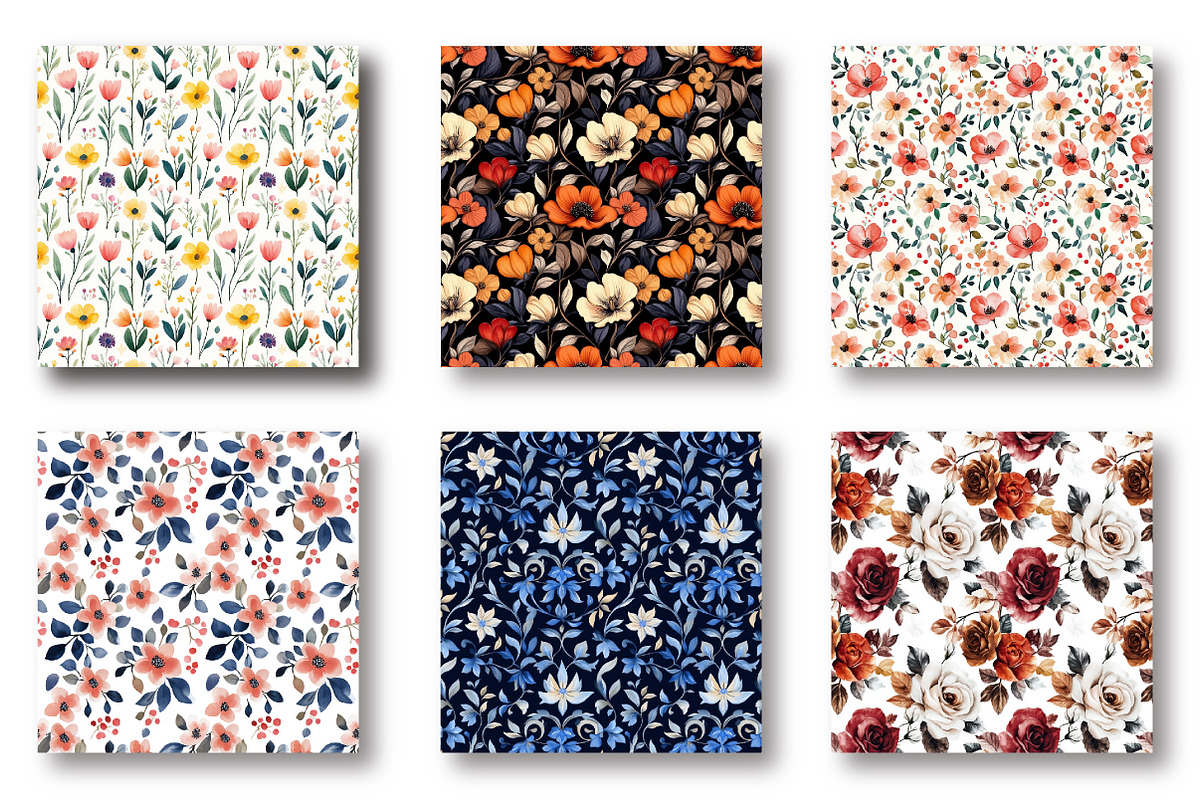 Cottagecore Floral Seamless Pattern, an Illustration by SinaCreation (Photo 2 of 5)