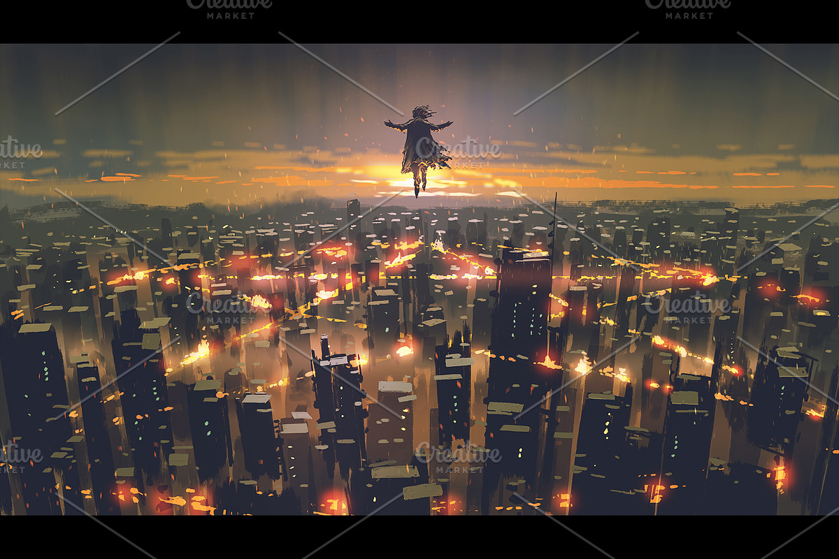 Sci fi scenery digital painting, an Illustration by Grandfailure