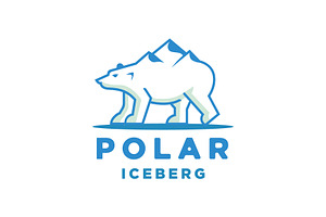 polar bear and iceberg mountain logo, a Branding & Logo Template by funpixel