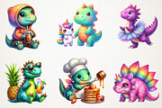 Kawaii Dinosaurs Watercolor Clipart, an Illustration by RobertsArt (Thumbnail 4 of 7)