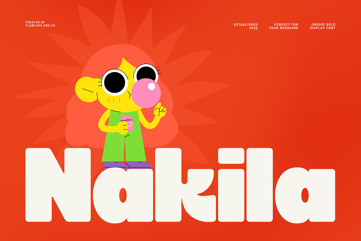 Nakila - Bold Unique Display Font, a Sans Serif Font by Flawless And Co (Photo 1 of 10)