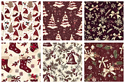 Burgundy Ivory Christmas Patterns, a Pattern Graphic by Design Station (Thumbnail 4 of 5)