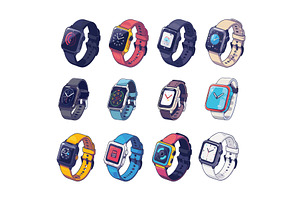 Wearable smartwatches cartoon vector, a Technology Illustration by Valerie Bodnar