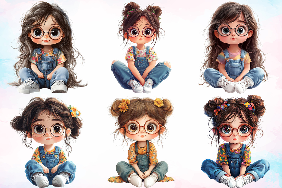 Watercolor Quirky Girl Clipart PNG, a Seasonal Illustration by Canvas Craft (Photo 2 of 3)