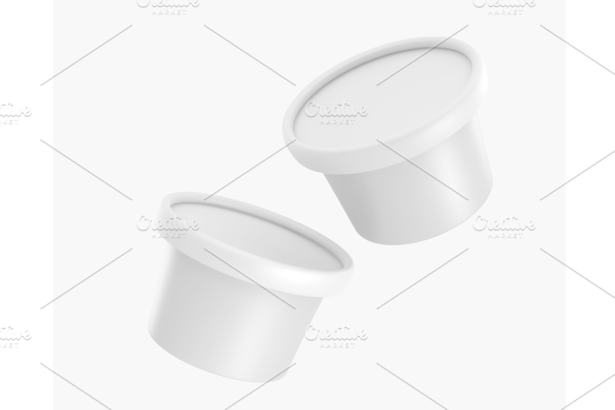 White plastic or paper buckets with, a Food & Drink 3D Model by Marozhkastudio
