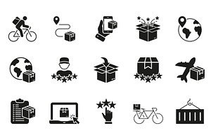 Global Shipping Silhouette Icon Set, an Object Illustration by Gentle Studio