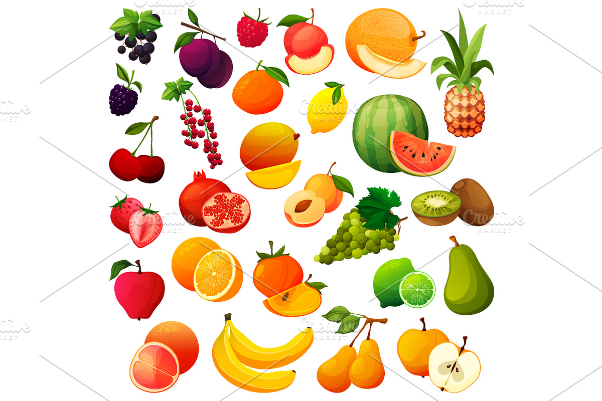 Fruits and berries icon set, a Healthcare Illustration by GenziWorkshop