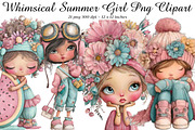 Whimsical Summer Girl Png Clipart, an Illustration by SinaCreation (Thumbnail 1 of 9)