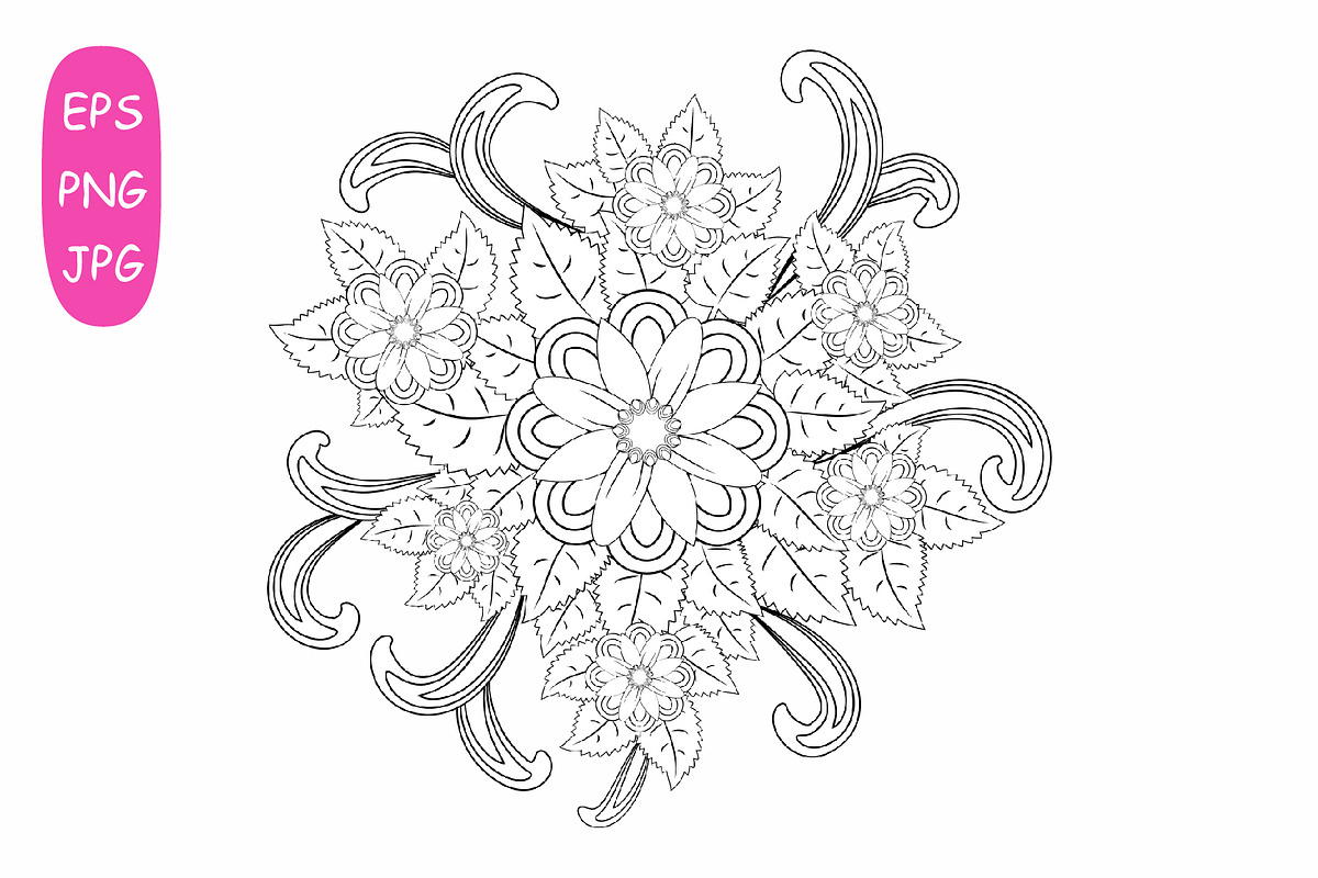 Flower Mandala: 5 Adult Coloring 2, a Poster Template by Michiru13 (Photo 3 of 6)