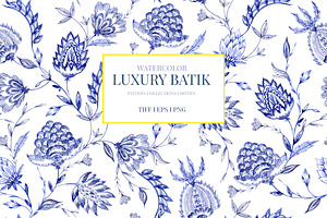 LUXURY BATIK, Watercolor set!, a Pattern Graphic by HannaStudio
