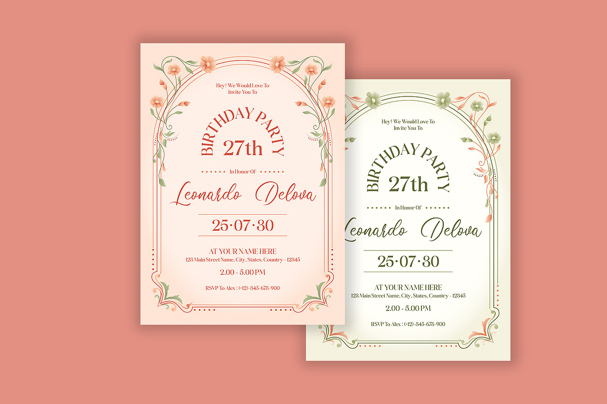 Peach Fuzz Color Birthday Invitation, a Card Template by Neermana (Photo 4 of 4)