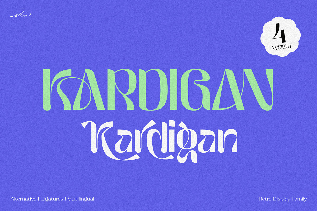 Kardigan - Retro Display Font, a Sans Serif Font by Ekahermawan (Photo 1 of 14)
