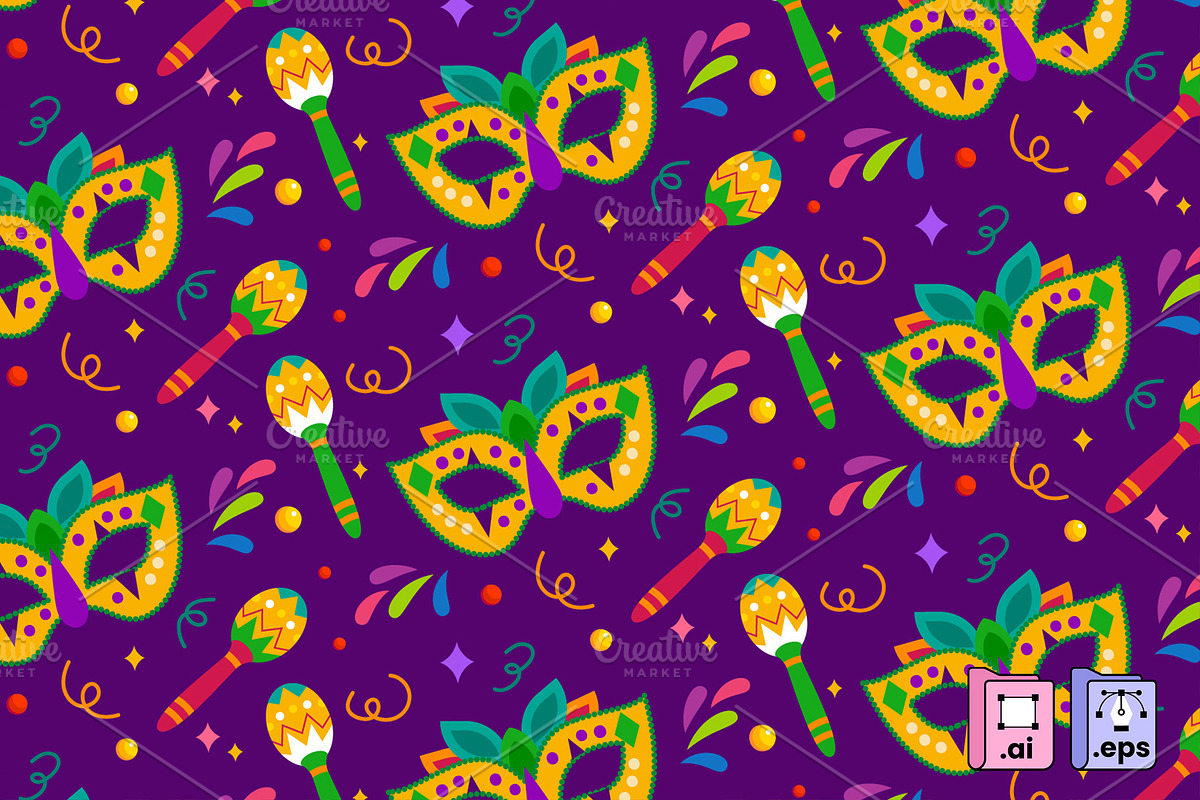Mardi Gras Pattern Design, a Pattern Graphic by MISS CHATZ (Photo 2 of 3)