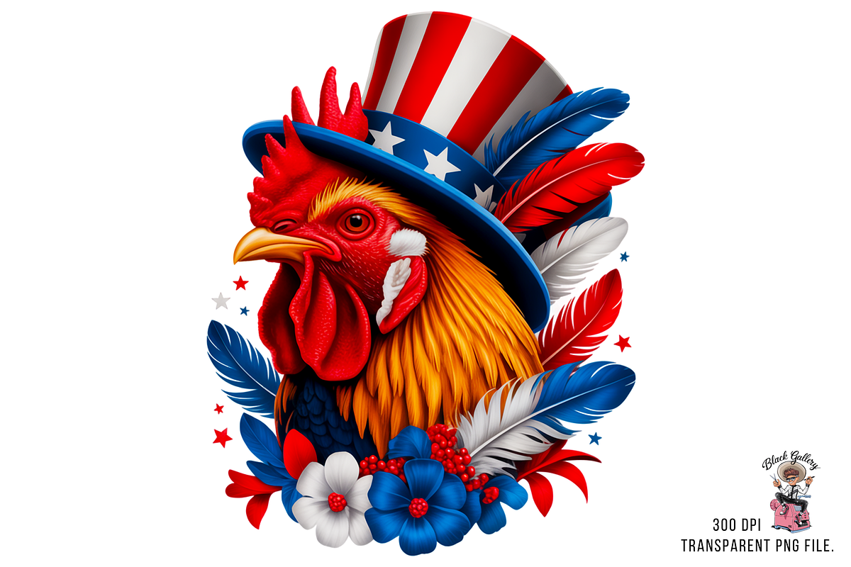 Patriotic Rooster Sublimation PNG, a Graphic by Clipart Bloom (Photo 6 of 13)
