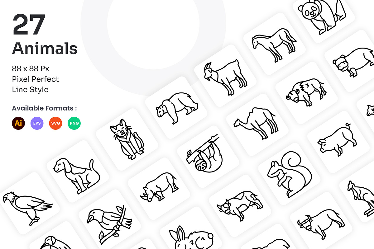 Animals Icons Set - Line, an Outline Icon by Kmg Design (Photo 1 of 2)