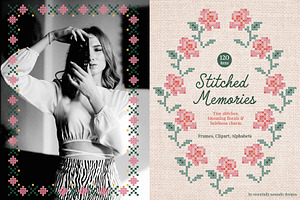 Cross Stitched - Frames & Letters, a Decorative Illustration by Essentially Nomadic