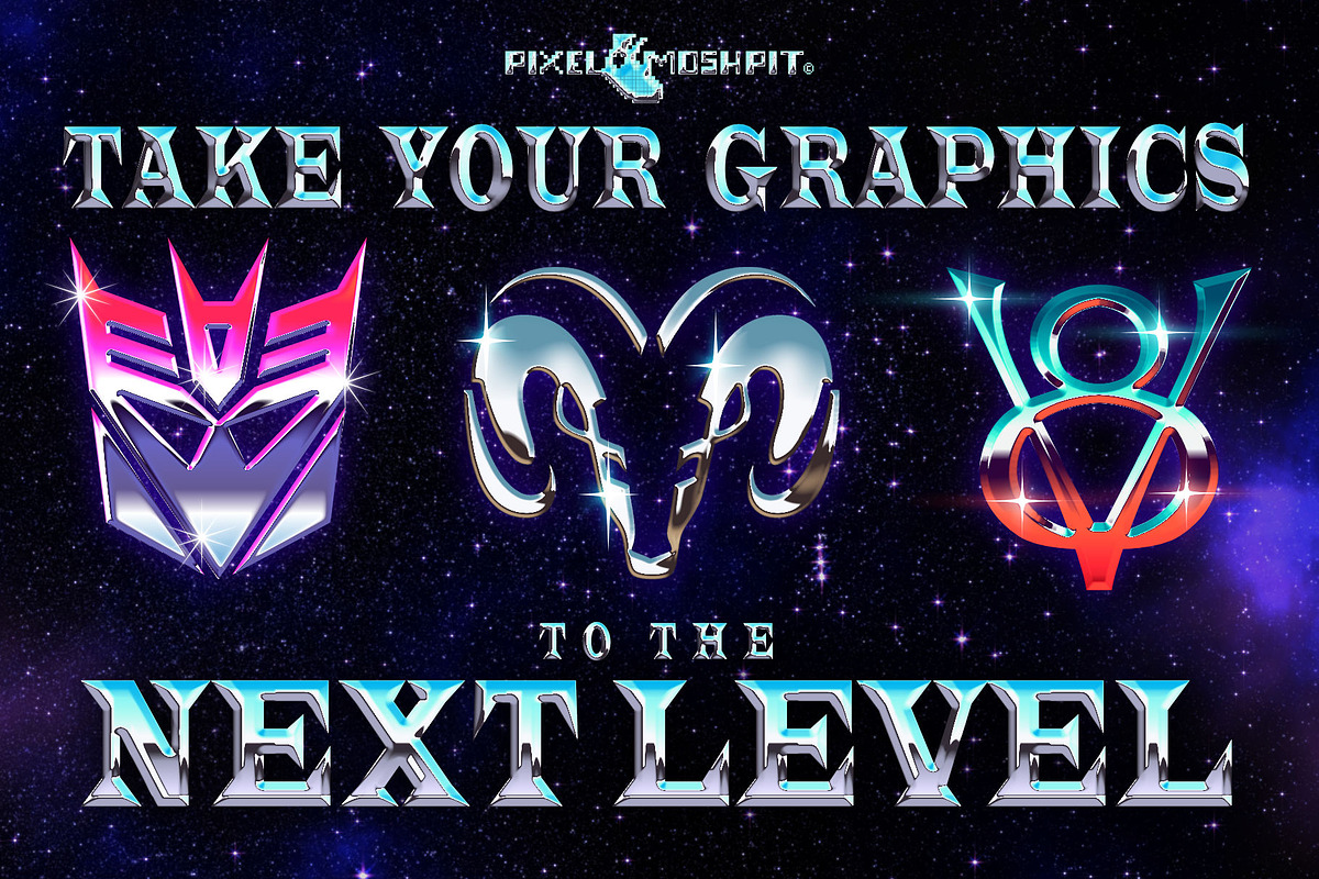 Heavy Metal Chrome Layer Styles, a Layer Style Add-On by PixelMoshpit (Photo 5 of 5)