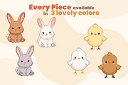 Cute Spring Bunny and Chick Set, a Seasonal Illustration by moja doodle (Thumbnail 3 of 6)