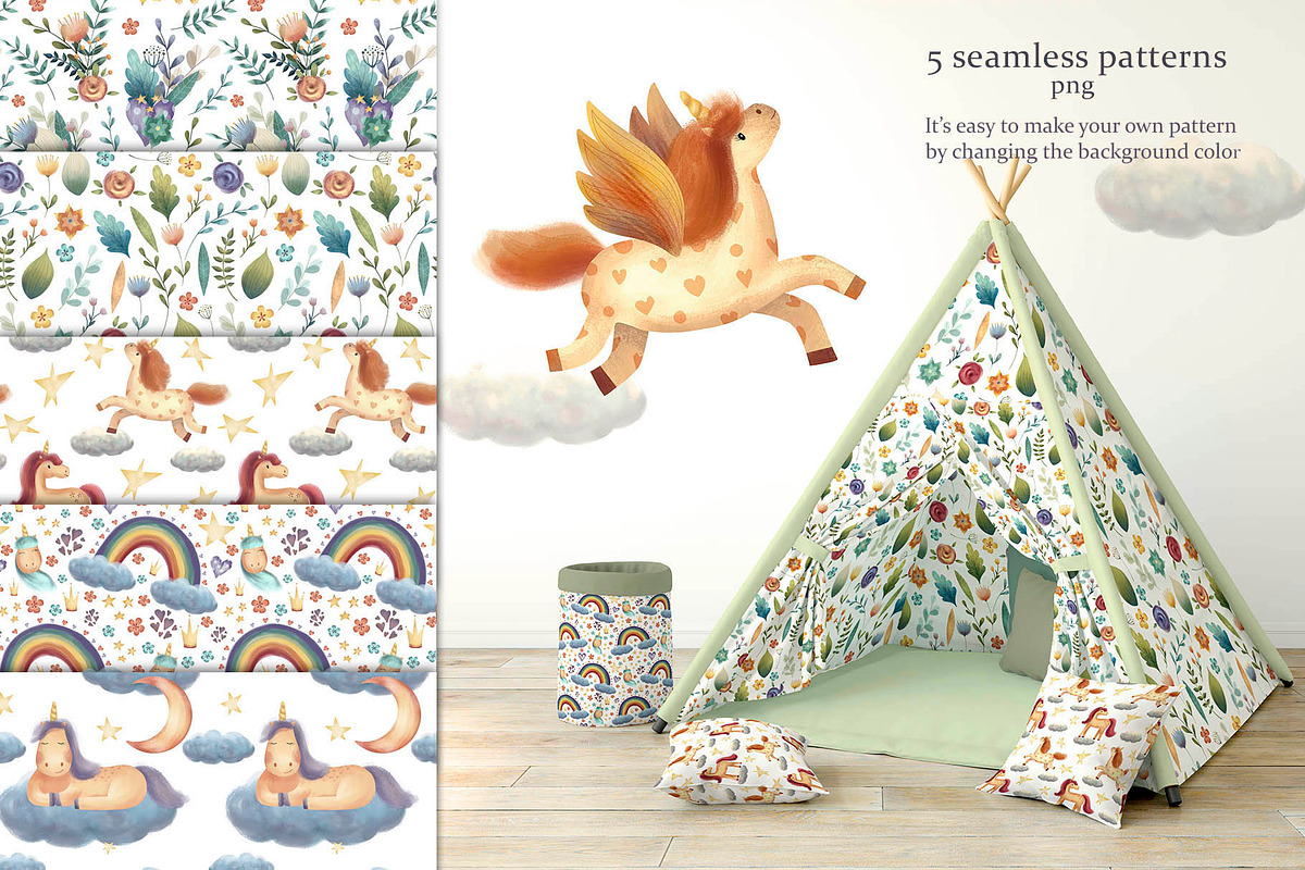 Unicorns and Flowers Collection, an Animal Illustration by Daria's Magic World (Photo 6 of 9)