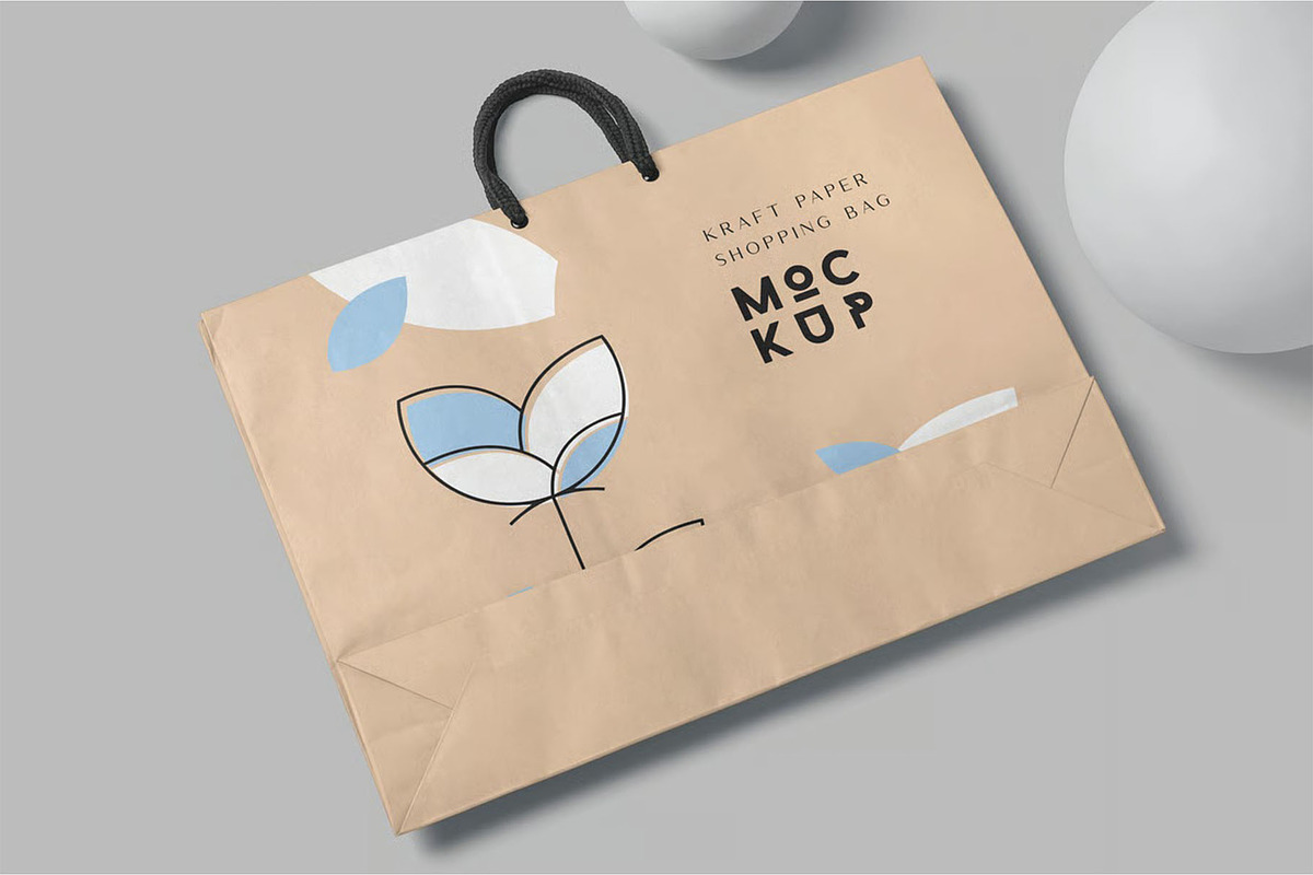 Kraft Paper Shopping Bag Mockups, a Packaging Mockup by megostudi0 (Photo 3 of 6)