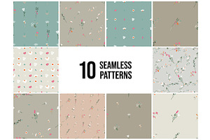 Collection of ten seamless patterns, an Object Illustration by Alena Stoyko design