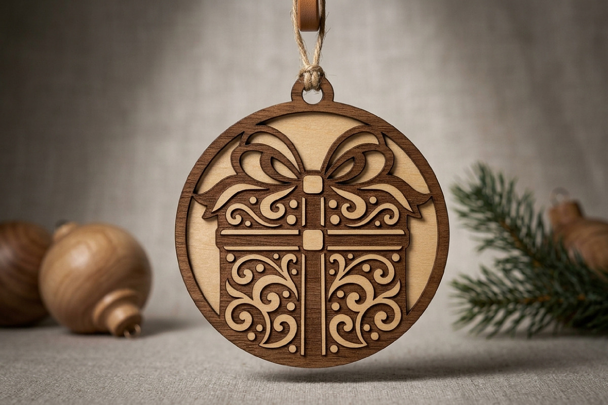 Christmas Gift Box Ornament SVG File, an Object Graphic by Libby Wishes (Photo 2 of 3)