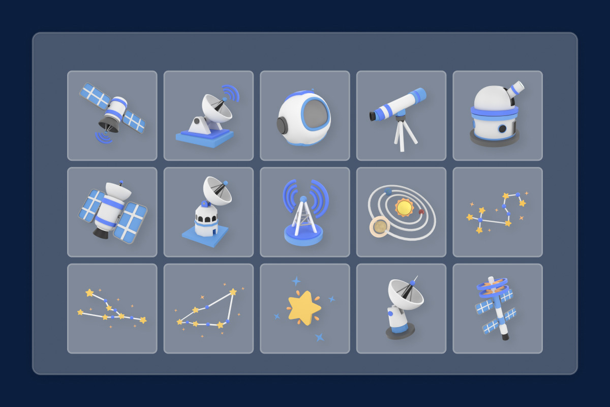 Satellites & Constellation 3D Icons, a Technology Illustration by twinstd (Photo 6 of 6)