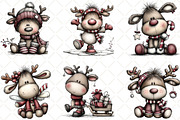Quirky Christmas Reindeer Clipart, an Illustration by Black Bird Studio (Thumbnail 6 of 6)