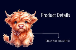 Watercolor Cute Highland Cow PNG