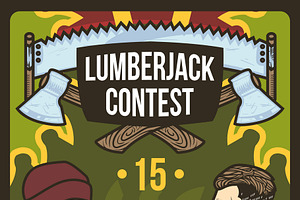 Set Of Vintage Lumberjack Emblems