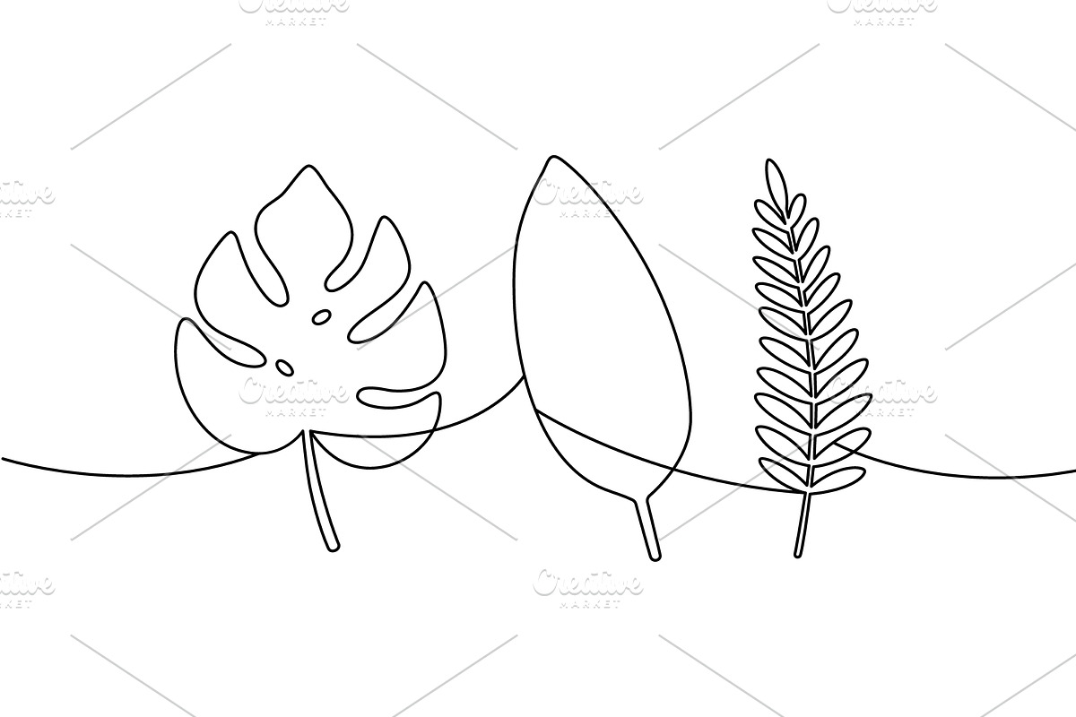 Continuous line art of monstera, an Illustration by GraphiShop