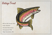 Vintage Trout Vector Art, an Animal Illustration by Kusumaillustration (Thumbnail 2 of 4)