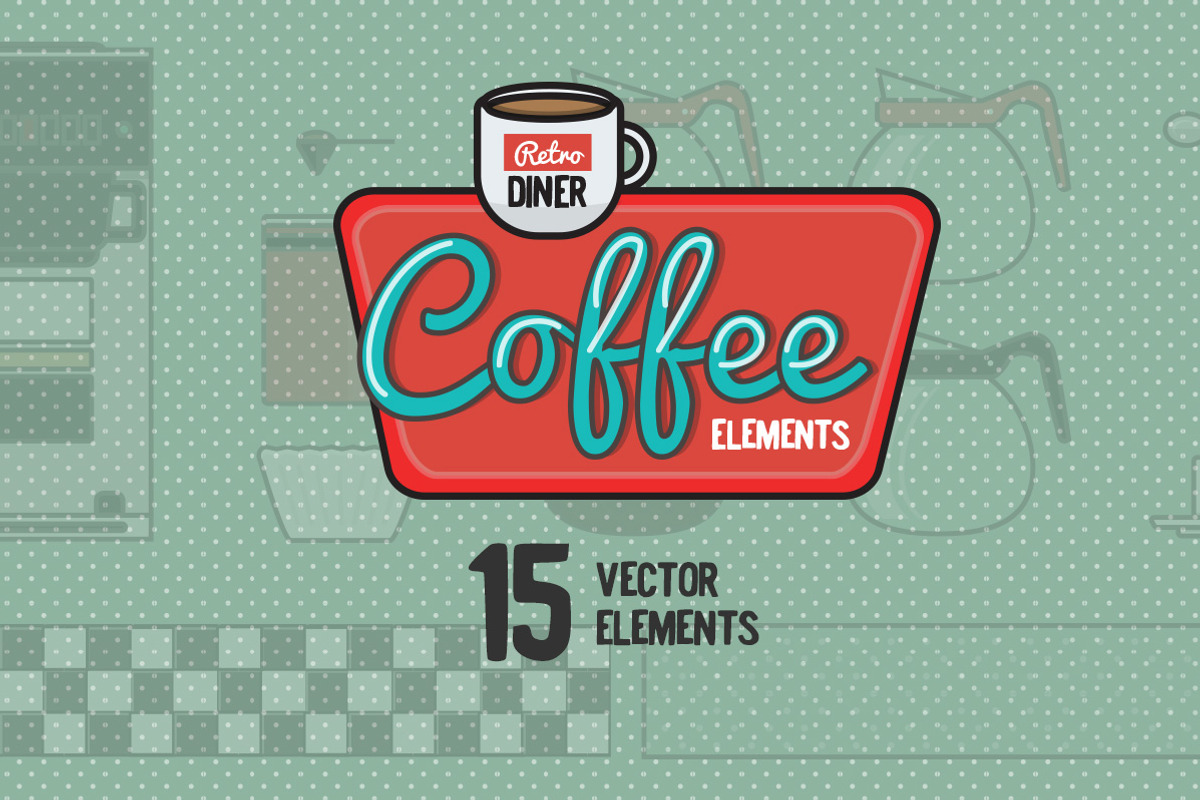 Retro Diner Coffee Elements, an Object Graphic by Dustin Weeres (Photo 1 of 4)