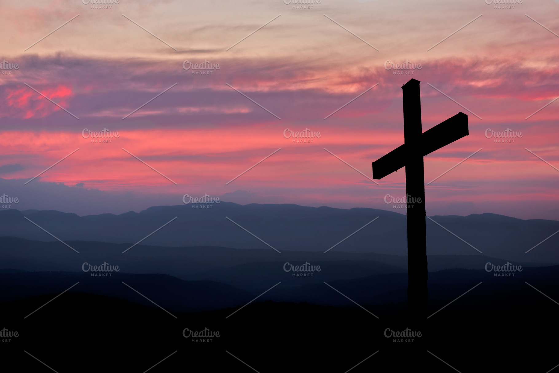 Silhouette of a christian cross containing background, beautiful, and beauty, a Nature Photo by Vicente Soler