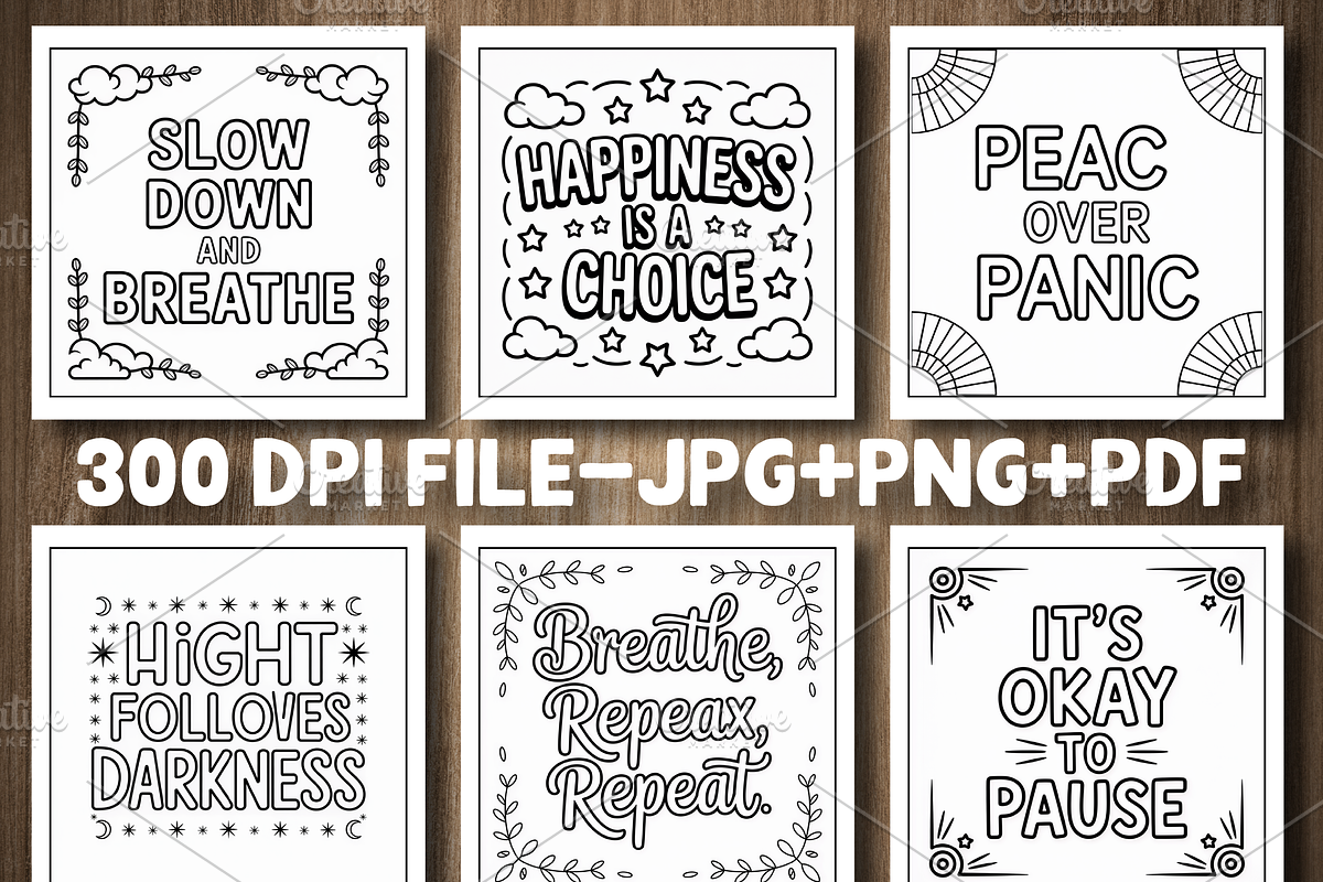 Stress Relief Quotes Coloring Pages, a Person Illustration by Design Station (Photo 2 of 5)