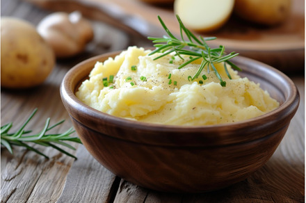 Homemade creamy mashed potatoes with, a Food & Drink Photo by Ylivdesign