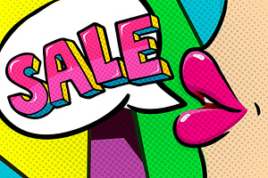 Sale message in speech bubble