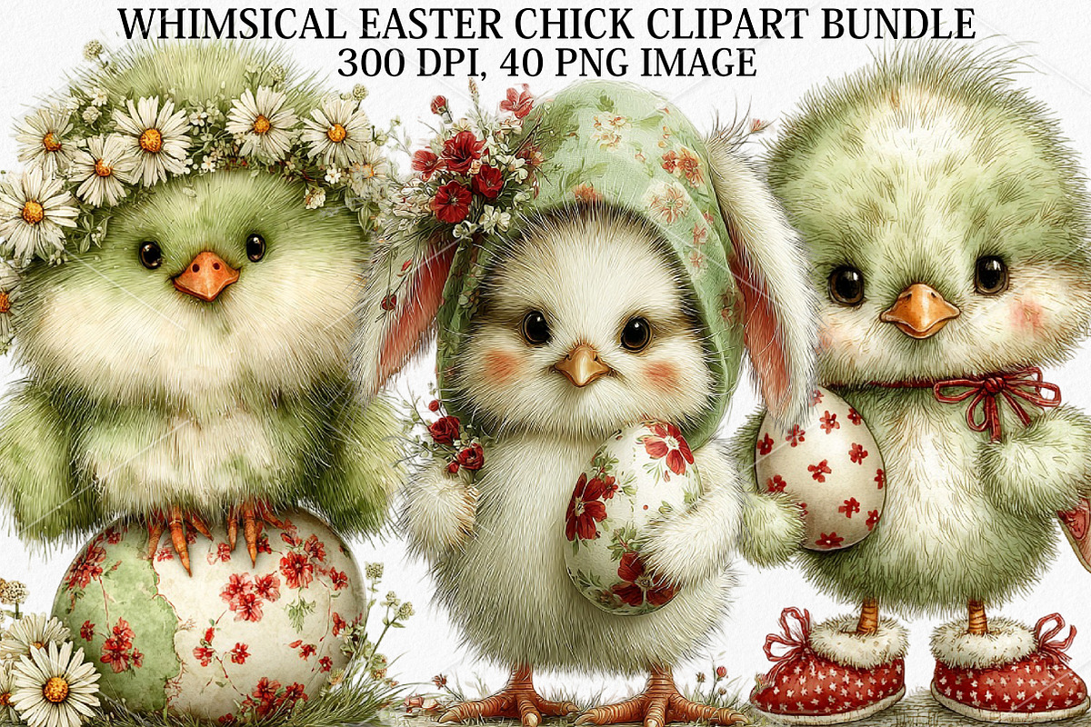 Whimsical Easter Chick Clipart PNG, a Seasonal Illustration by Canvas Craft (Photo 1 of 7)