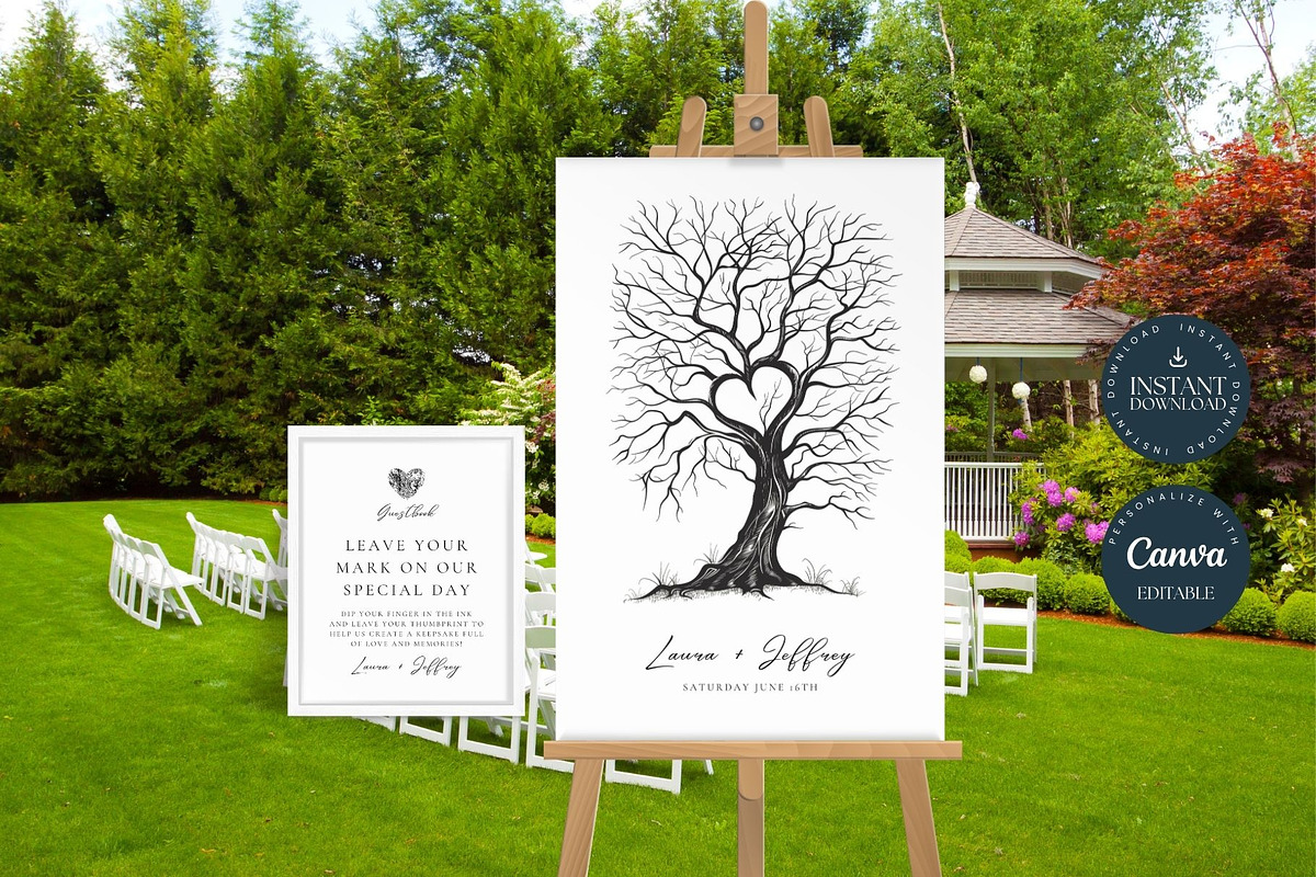 Wedding Thumbprint Guestbook Signs, a Stationery Template by Tracia Creative (Photo 3 of 4)