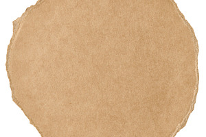 Round torn piece of craft paper on white background, isolated ob, an Abstract Photo by ndanko