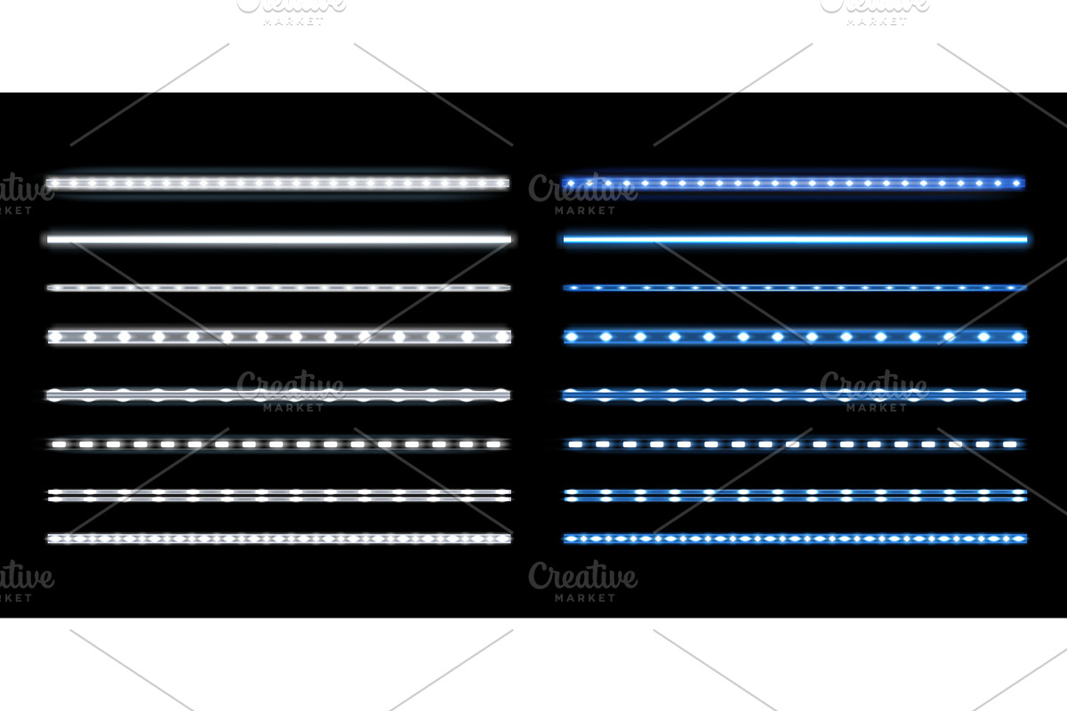 Neon led line. White and blue, an Object Illustration by Frogella