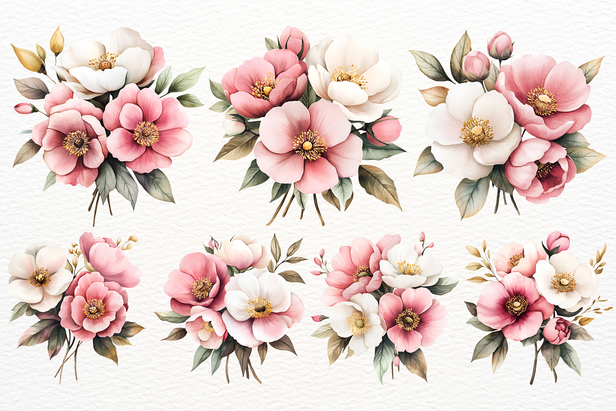Watercolor Floral Bouquet Clipart, a Decorative Illustration by SugarCloudStudioArt (Photo 3 of 3)